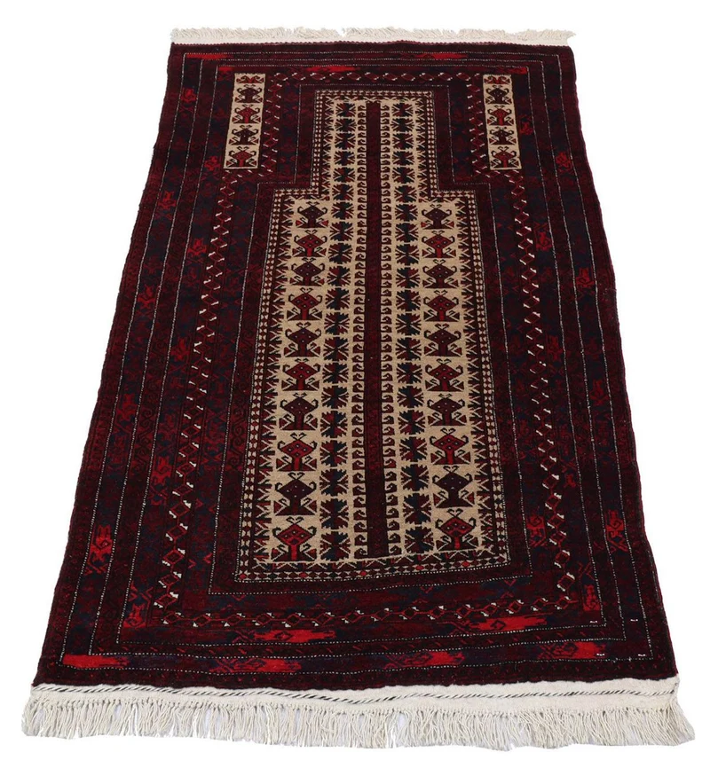 Afghan Teppich 95 x 150 cm - dunkelrot