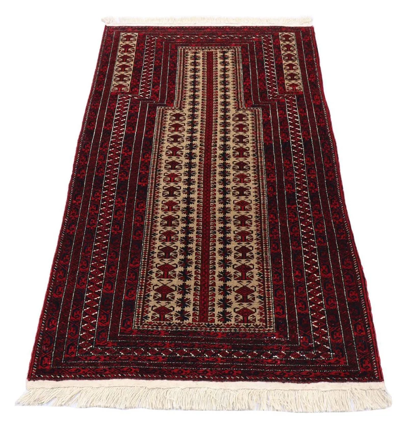 Belutsch Teppich 80 x 120 cm - dunkelrot