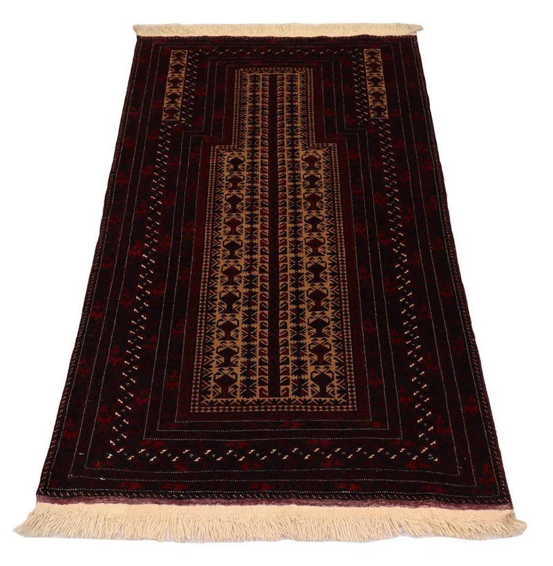 Afghan Teppich 80 x 120 cm - dunkelrot