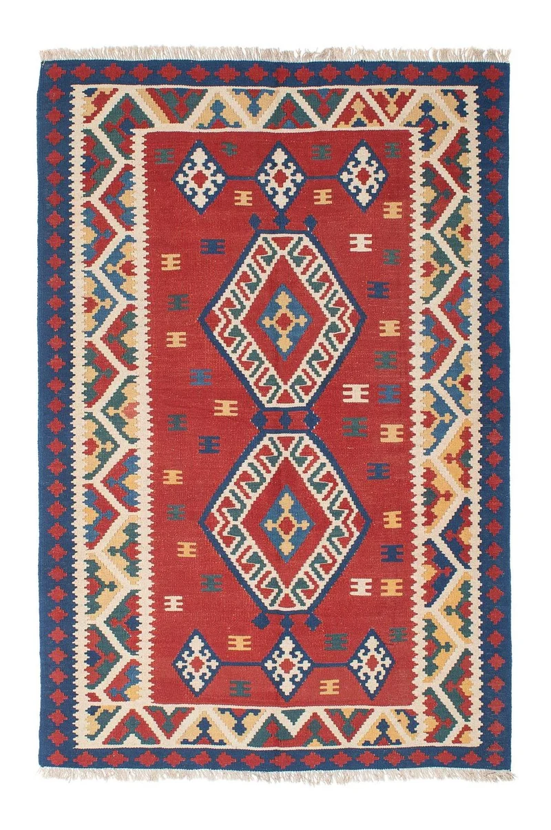 Kelim Teppich - Oriental 146 x 222 cm - dunkelrot