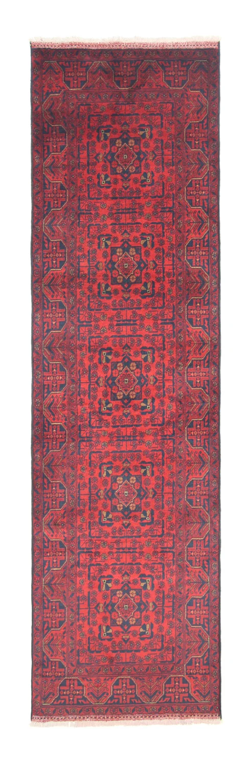 Afghan Teppich - Kunduz 80 x 290 cm - dunkelrot