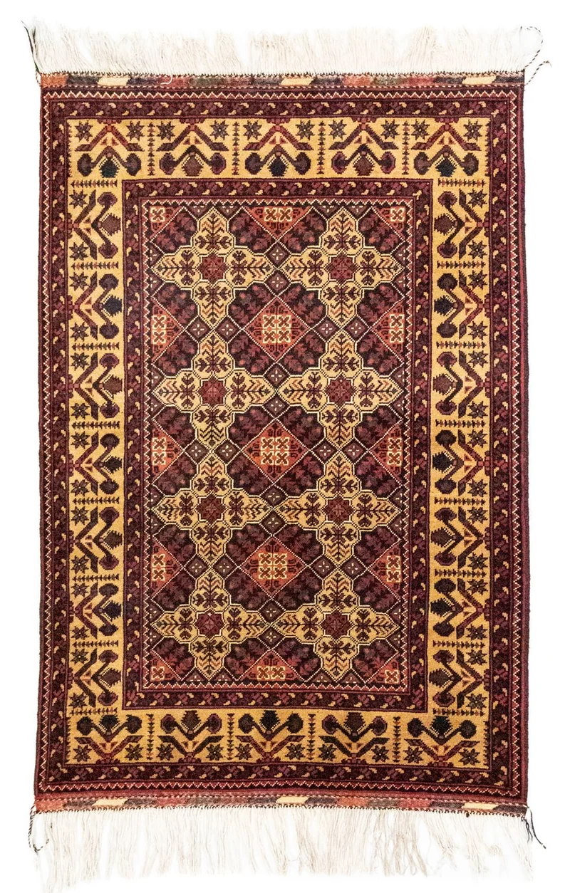 Afghan Teppich 100 x 150 cm - gelb
