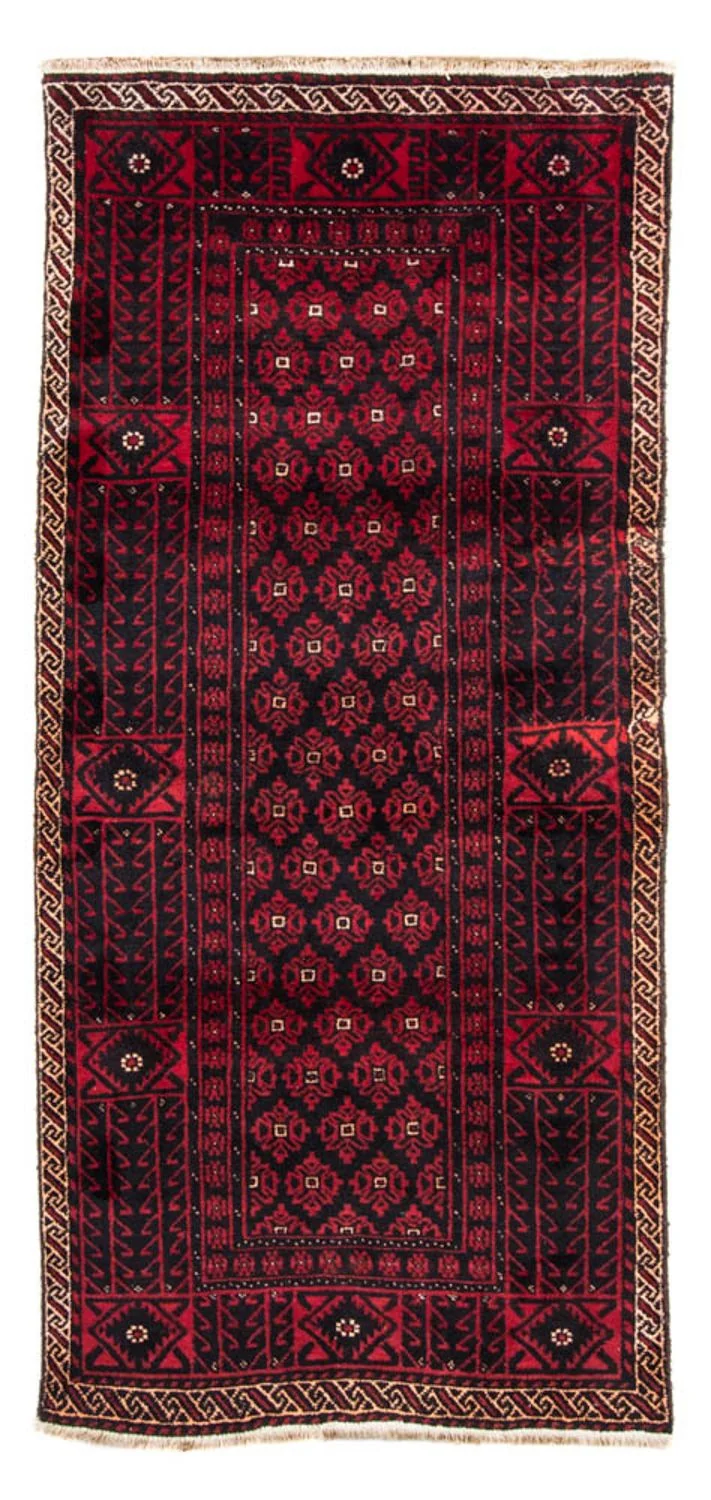 Belutsch Teppich 110 x 222 cm - dunkelrot