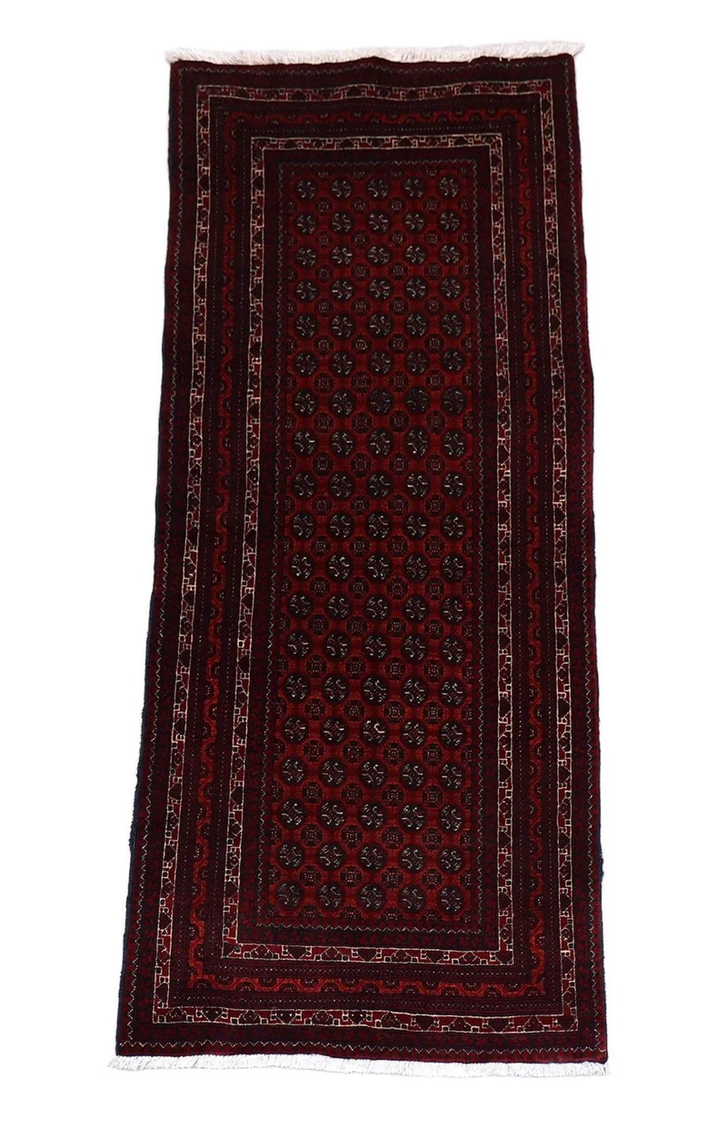 Afghan Teppich 79 x 196 cm - dunkelrot