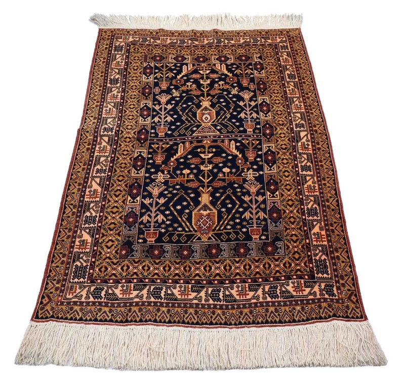 Afghan Teppich 102 x 140 cm - schwarz