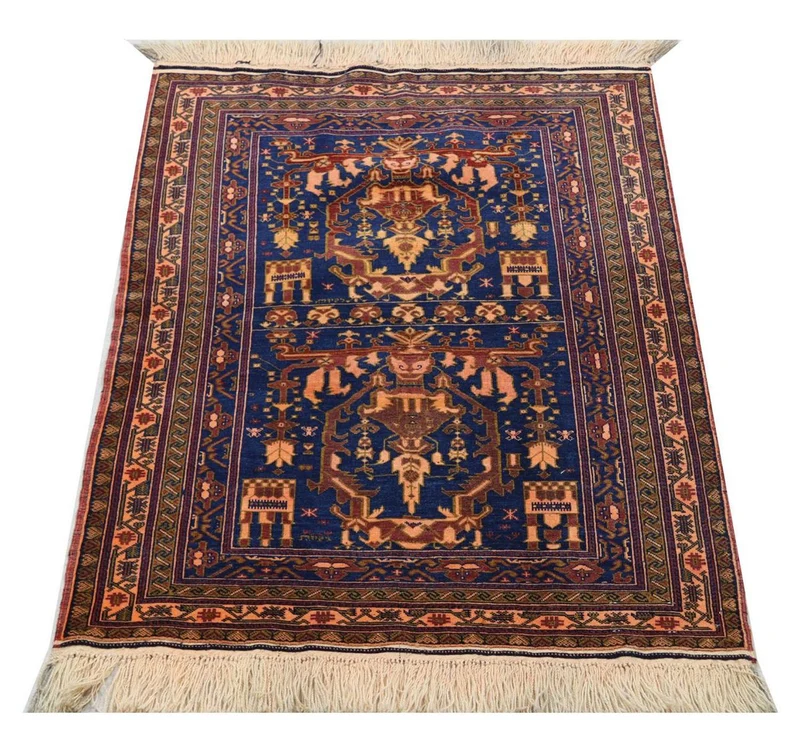 Afghan Teppich 95 x 136 cm - blau