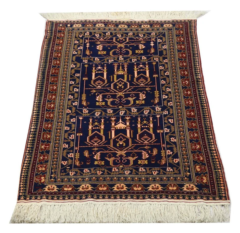Afghan Teppich 87 x 131 cm - dunkelblau