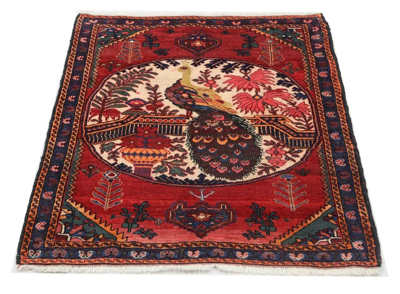Afghan Teppich 117 x 145 cm - dunkelrot