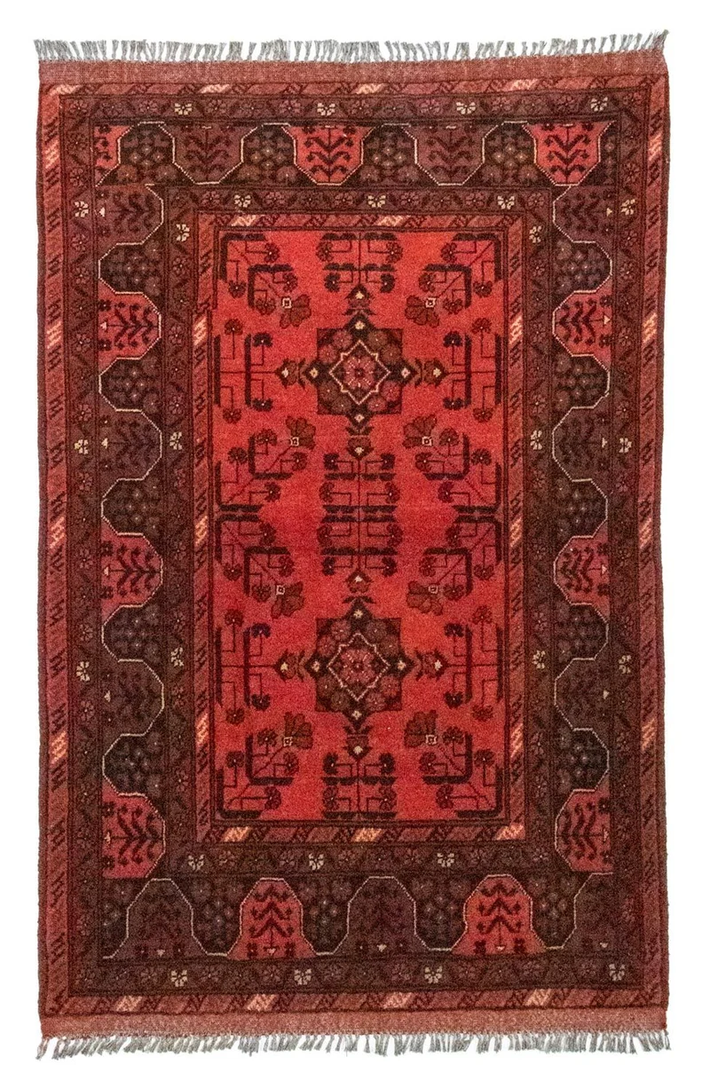 Afghan Teppich - Kunduz 100 x 150 cm - rot