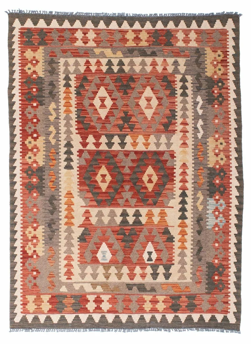 Kelim Teppich - Oriental 147 x 194 cm - hellrot