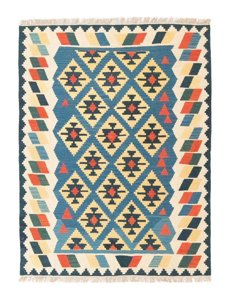 Kelim Teppich - Splash 156 x 205 cm - blau