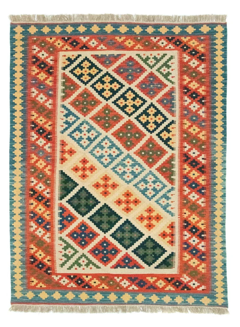Kelim Teppich - Splash 153 x 202 cm - beige