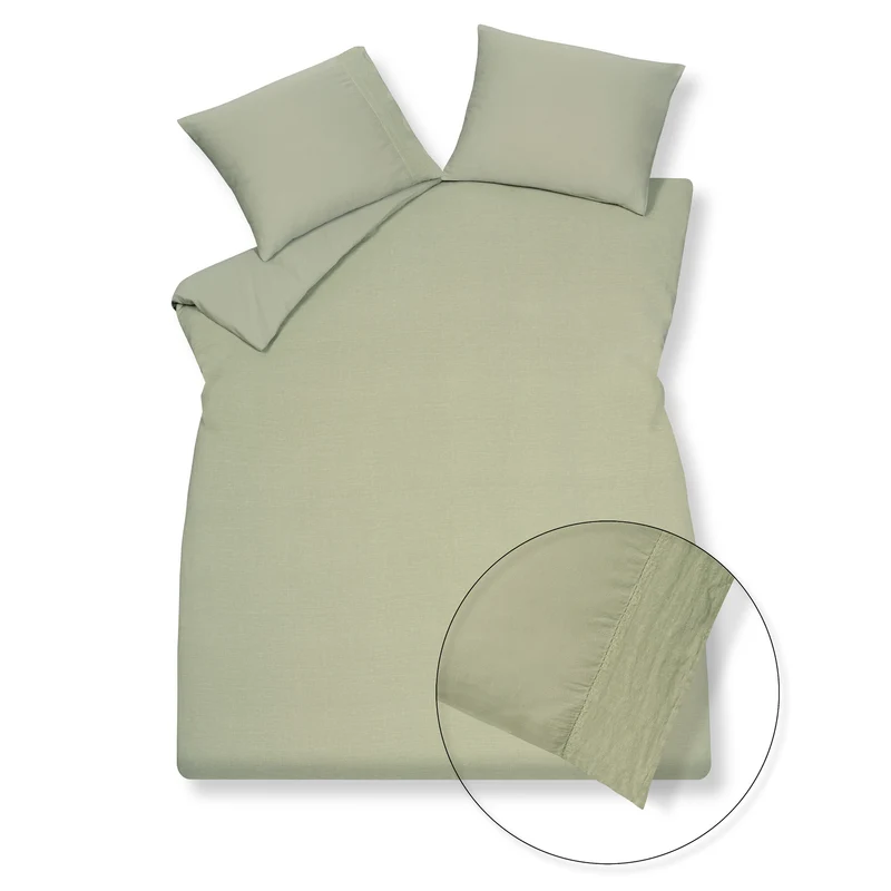 Dekbedovertrek PURE 07 Light Olive 240x220 cm (linnen / satijnkatoen)