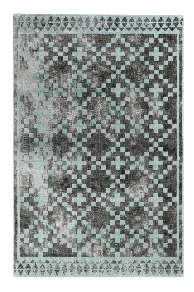 Teppich Grau Türkis Kurzflor "Pleasure 2.0" WECONhome