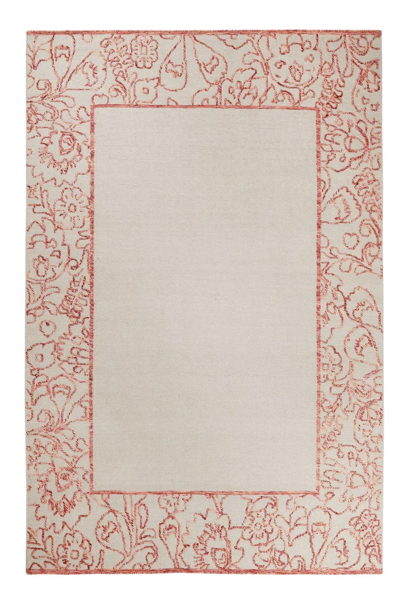 Esprit Kelim Teppich Beige Rot aus Wolle "Kayla Border"