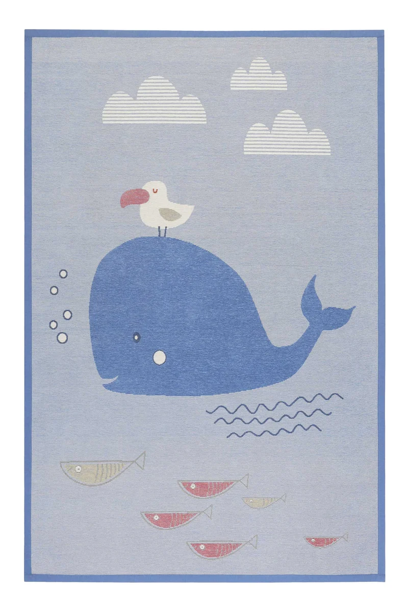 Esprit Kinder-Wendeteppich Blau "Whale Buddy"