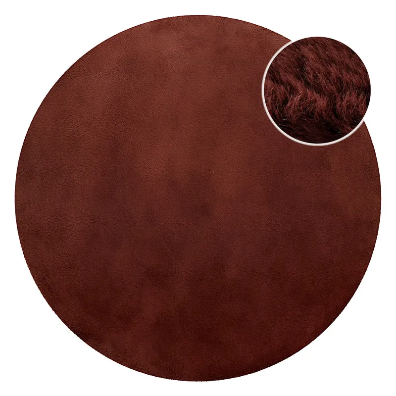 Kunstfell Teppich Rund Bordeaux flauschig und weich "Anna" WECONhome Basics