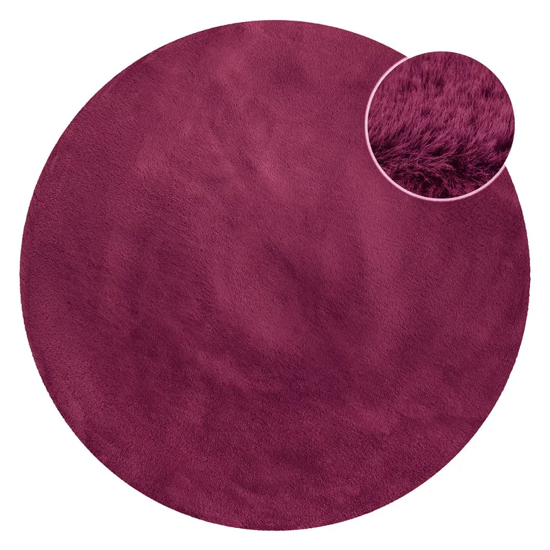 Kunstfell Teppich Rund Violett flauschig und weich "Anna" WECONhome Basics