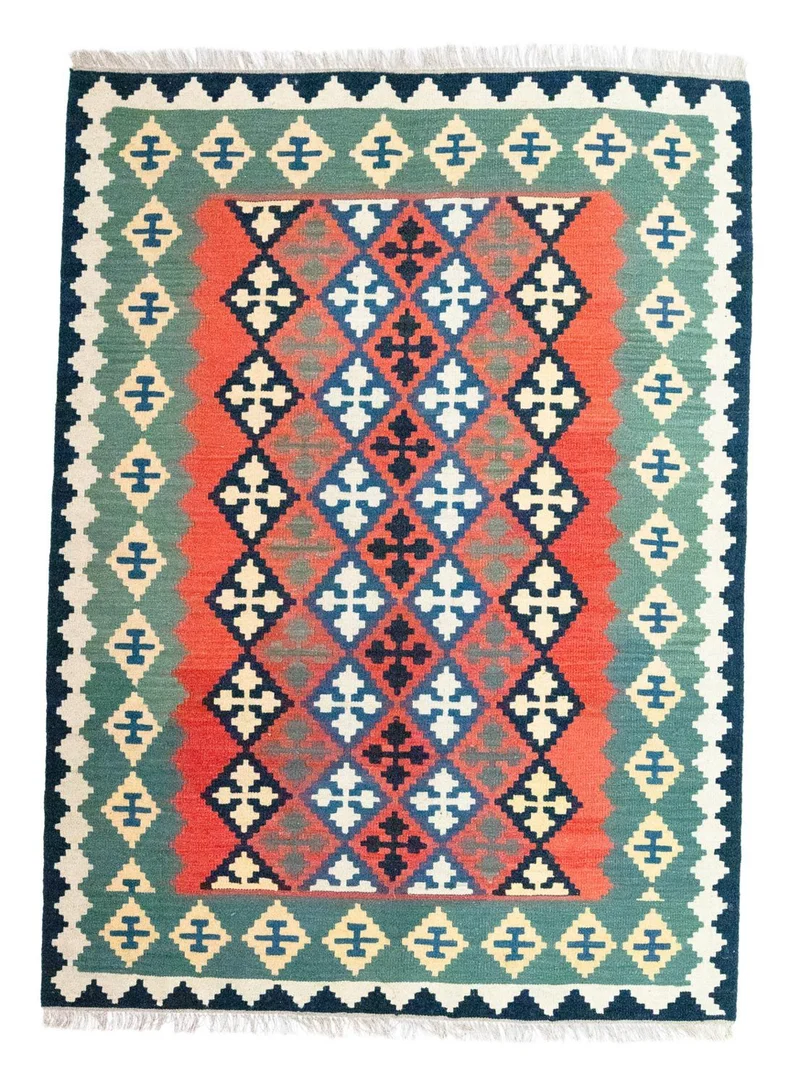 Kelim Teppich - Splash 150 x 202 cm - rot