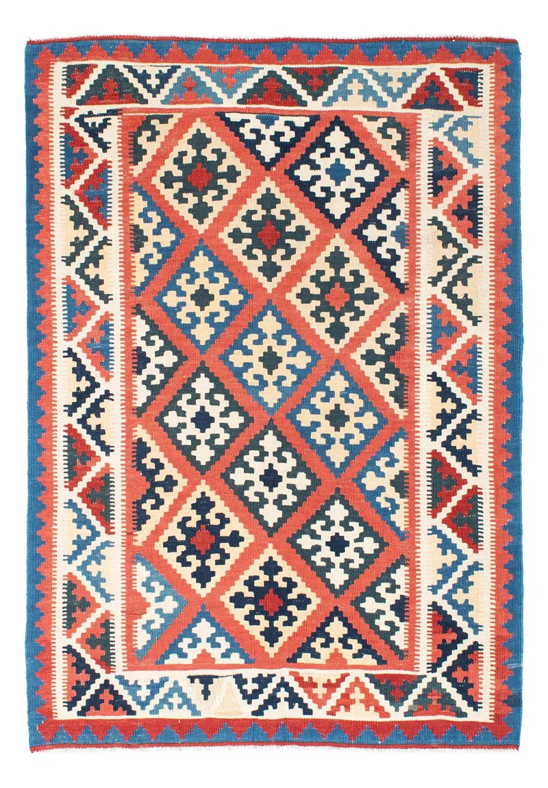 Kelim Teppich - Oriental 123 x 171 cm - hellrot