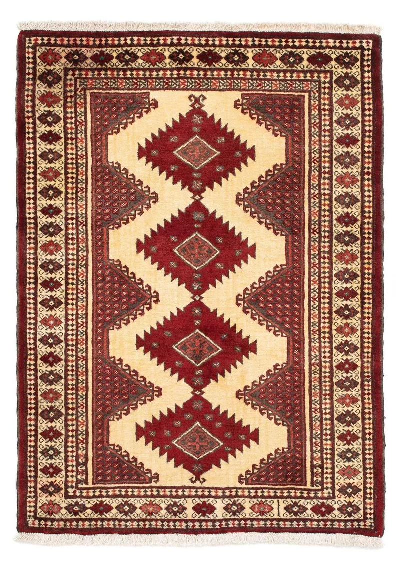 Turkaman Teppich 92 x 133 cm - dunkelrot