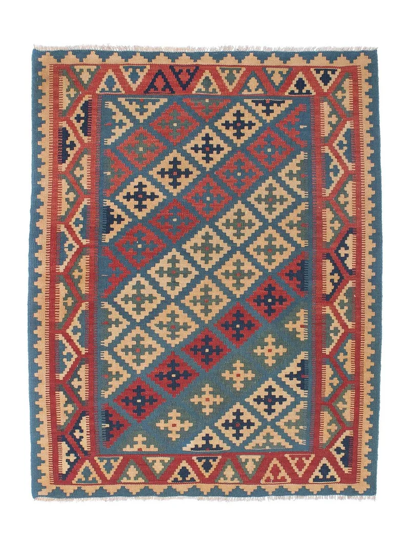 Kelim Teppich - Oriental 127 x 166 cm - blau