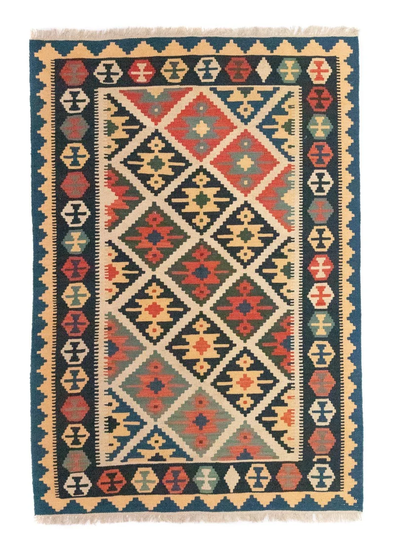 Kelim Teppich - Splash 126 x 187 cm - beige