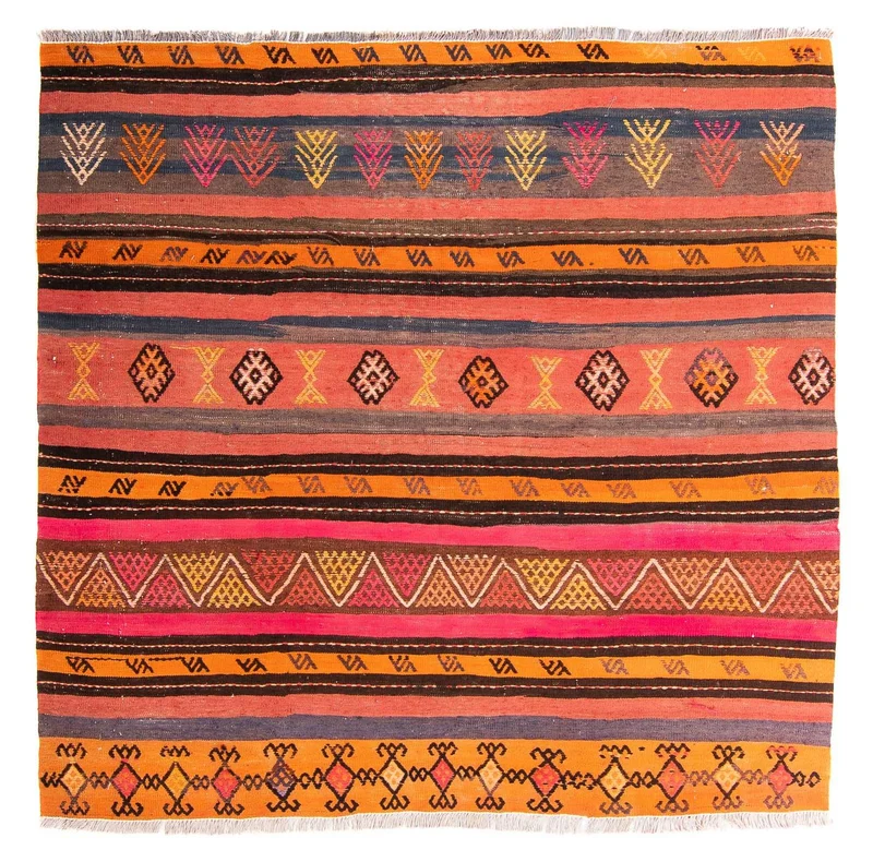 Kelim Teppich - Old 135 x 150 cm - mehrfarbig