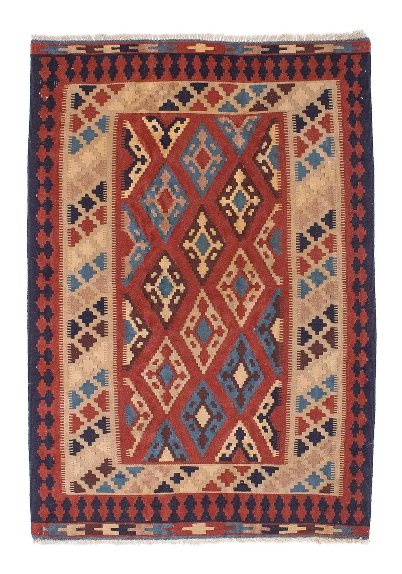 Kelim Teppich - Oriental 114 x 170 cm - dunkelrot