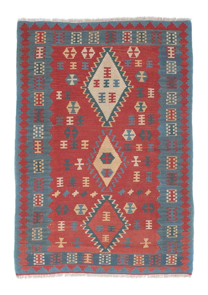 Kelim Teppich - Oriental 113 x 168 cm - dunkelrot
