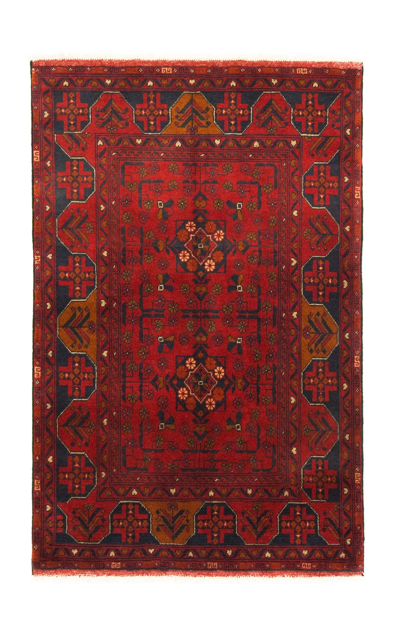 Afghan Teppich - Kunduz 100 x 154 cm - rot