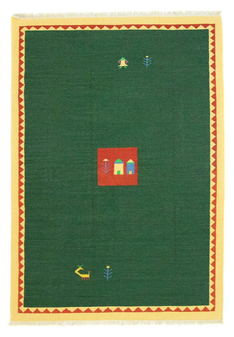 Kelim Teppich - Trendy 200 x 300 cm - dunkelgrün