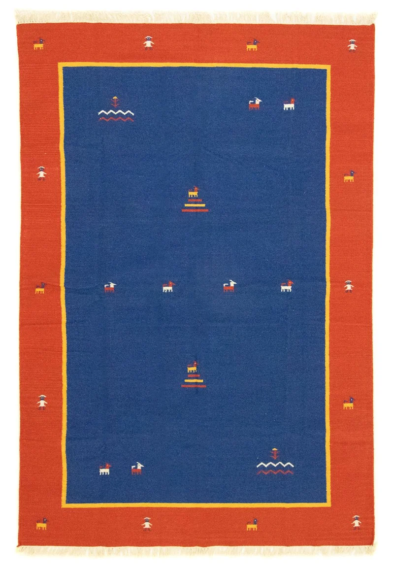 Kelim Teppich - Trendy 200 x 300 cm - blau