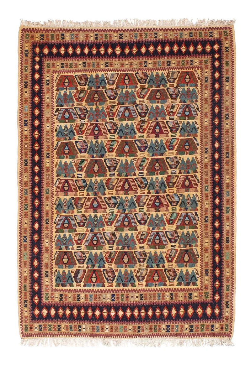Kelim Teppich - Oriental 108 x 158 cm - hellbraun