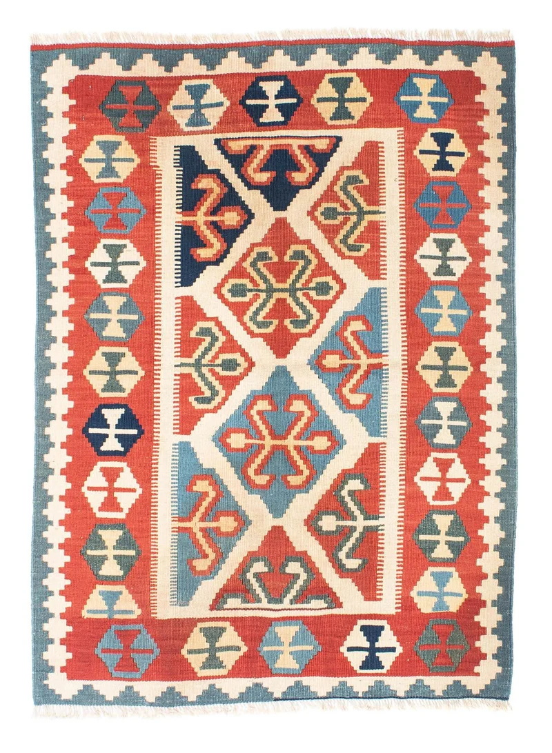 Kelim Teppich - Oriental 110 x 152 cm - rot