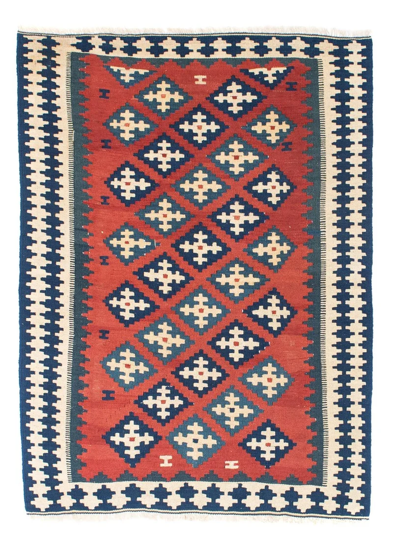 Kelim Teppich - Oriental 106 x 150 cm - dunkelrot