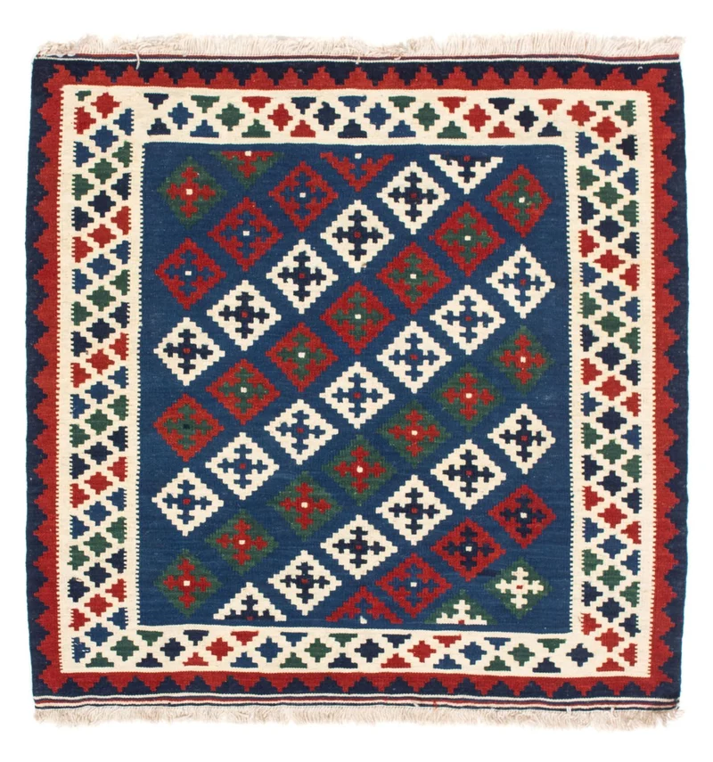 Kelim Teppich - Oriental 100 x 100 cm - dunkelblau