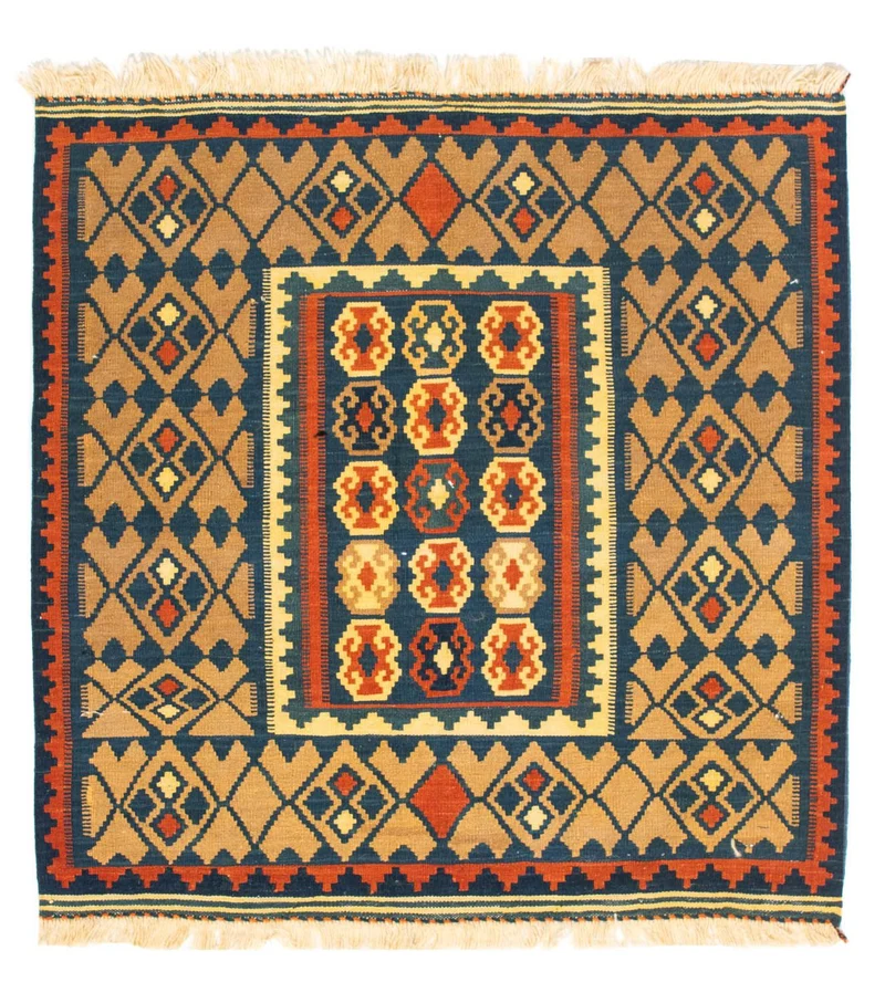 Kelim Teppich - Oriental 98 x 100 cm - dunkelblau