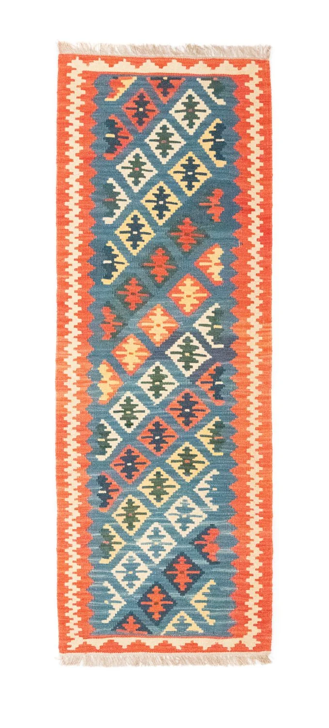 Kelim Teppich - Splash 64 x 198 cm - blau