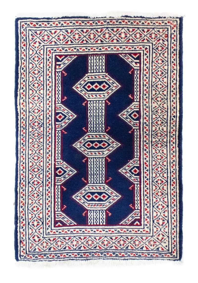 Turkaman Teppich 62 x 88 cm - blau