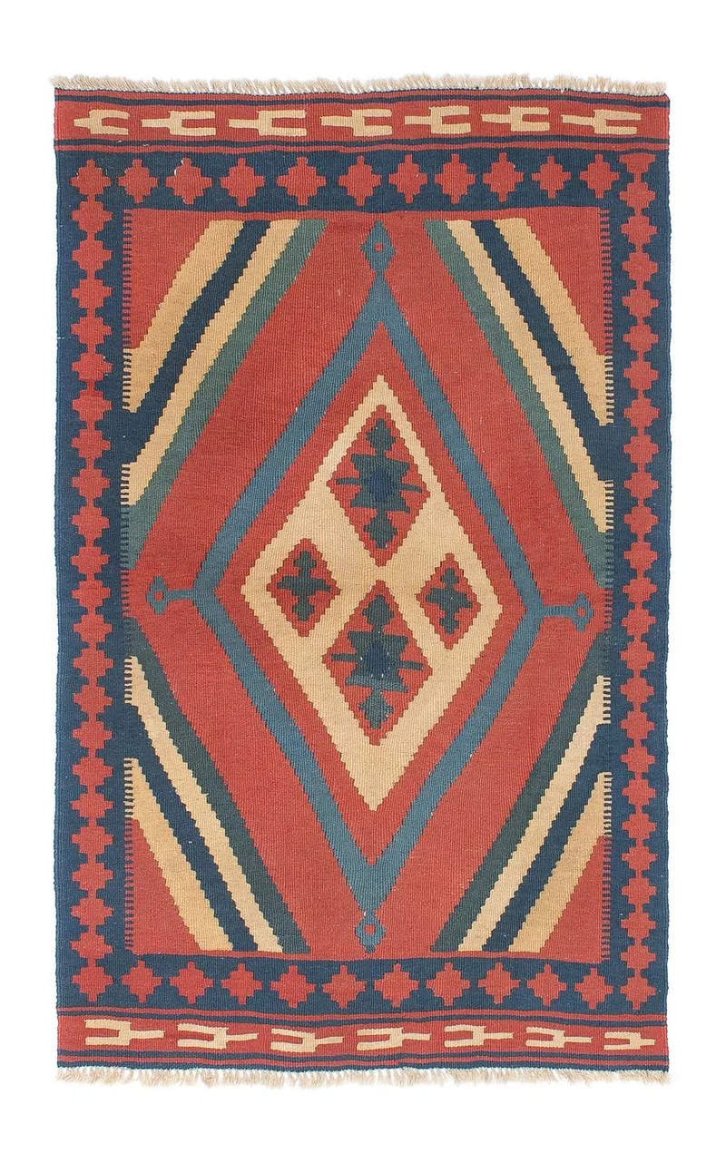 Kelim Teppich - Oriental 97 x 150 cm - dunkelrot
