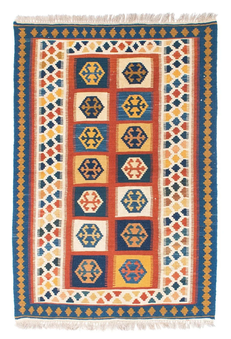 Kelim Teppich - Oriental 100 x 145 cm - blau