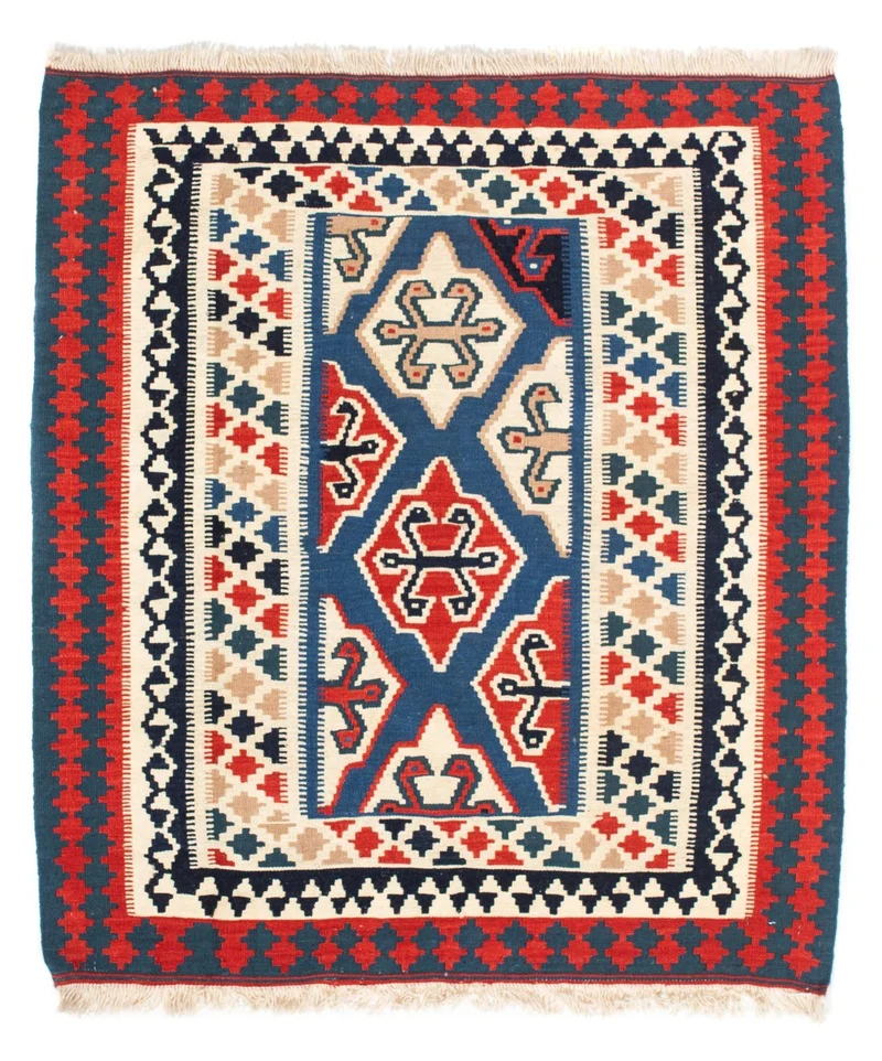 Kelim Teppich - Oriental 110 x 125 cm - blau