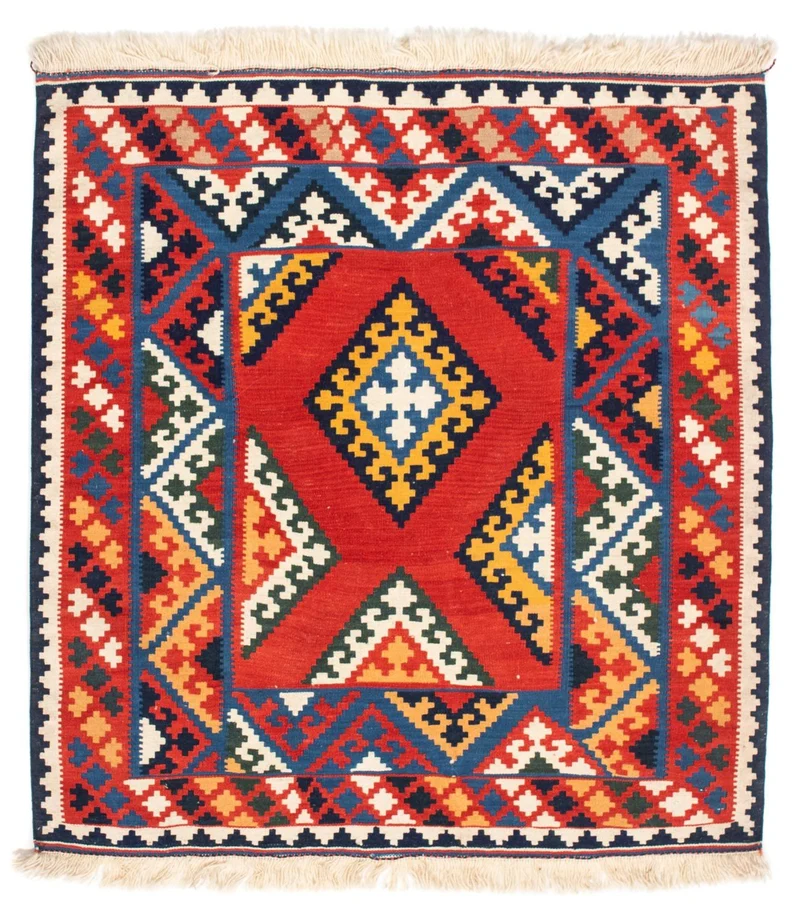 Kelim Teppich - Oriental 110 x 113 cm - rot