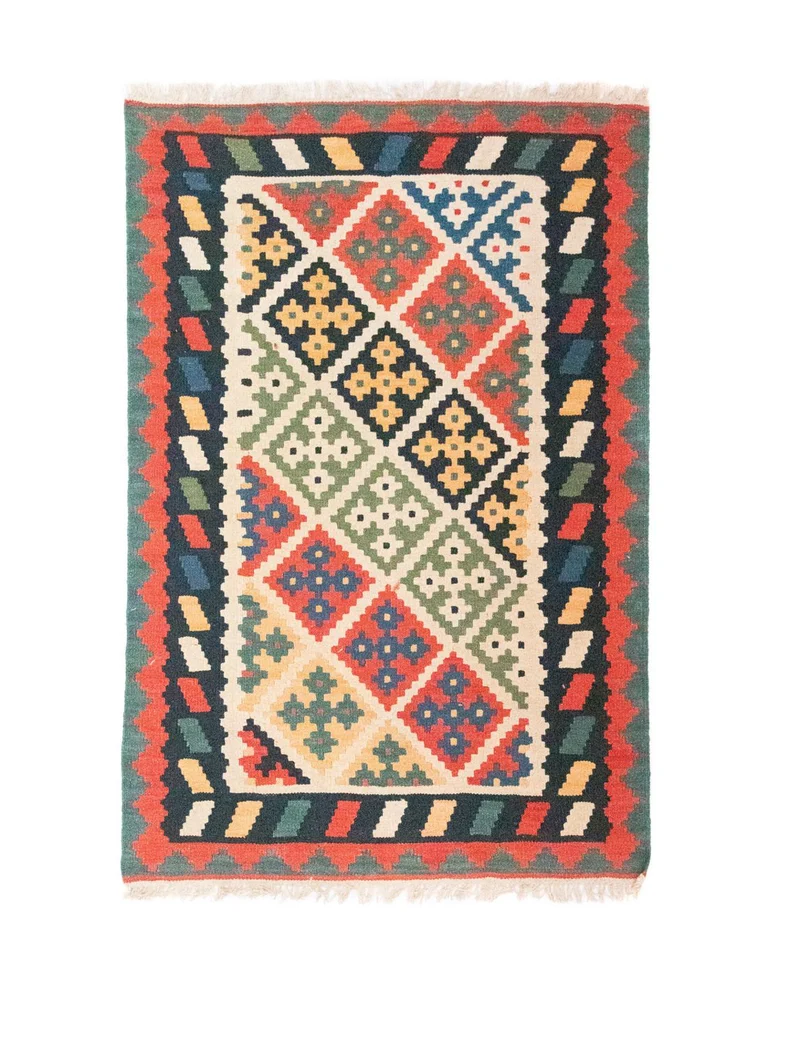 Kelim Teppich - Splash 104 x 150 cm - beige