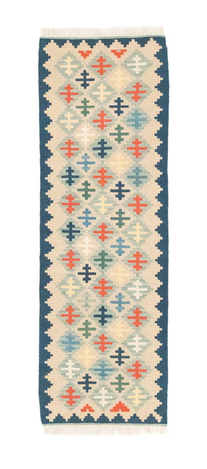 Kelim Teppich - Splash 61 x 193 cm - blau