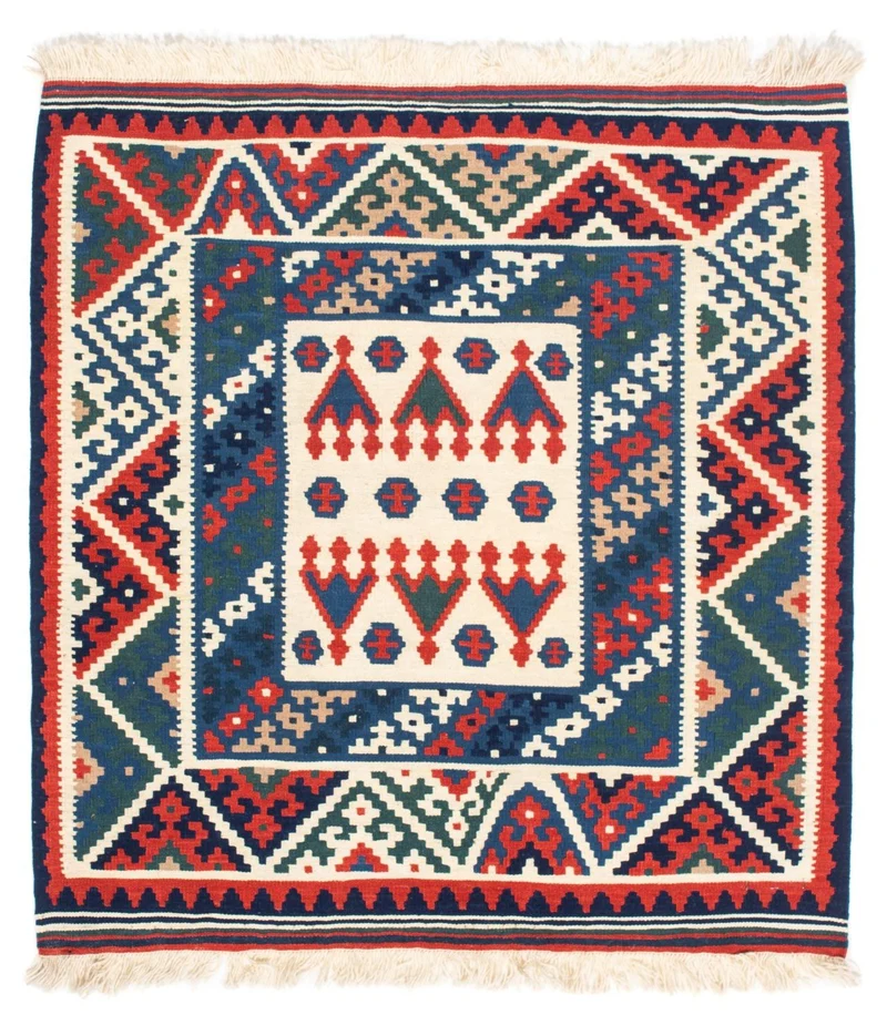 Kelim Teppich - Oriental 102 x 117 cm - dunkelblau
