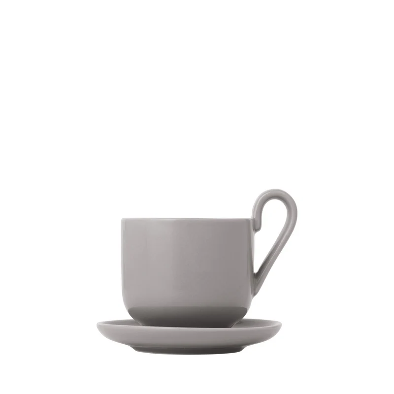 RO set/2 espressokoppen met schotel Mourning Dove