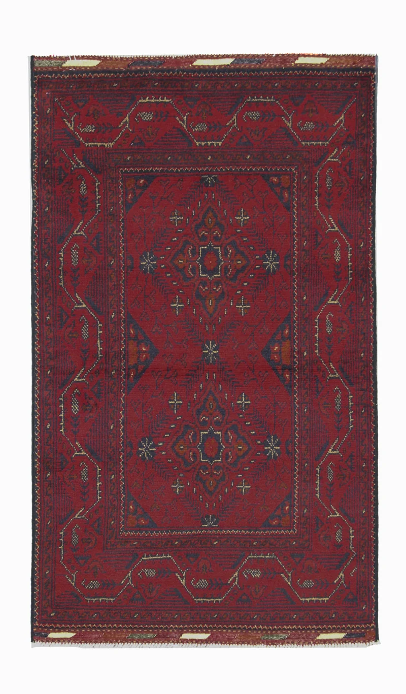 Afghan Teppich - Kunduz 75 x 123 cm - dunkelrot