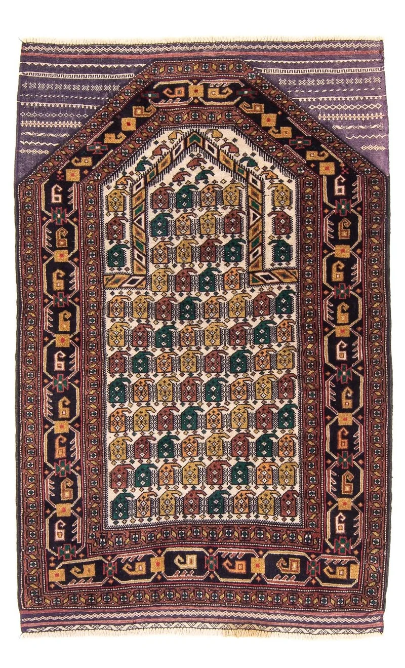Belutsch Teppich - Gebetsteppich - 82 x 126 cm - mehrfarbig